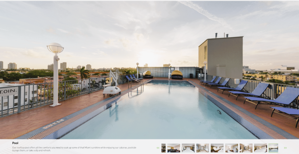 Swimming pool in a virtual tour of the hotel